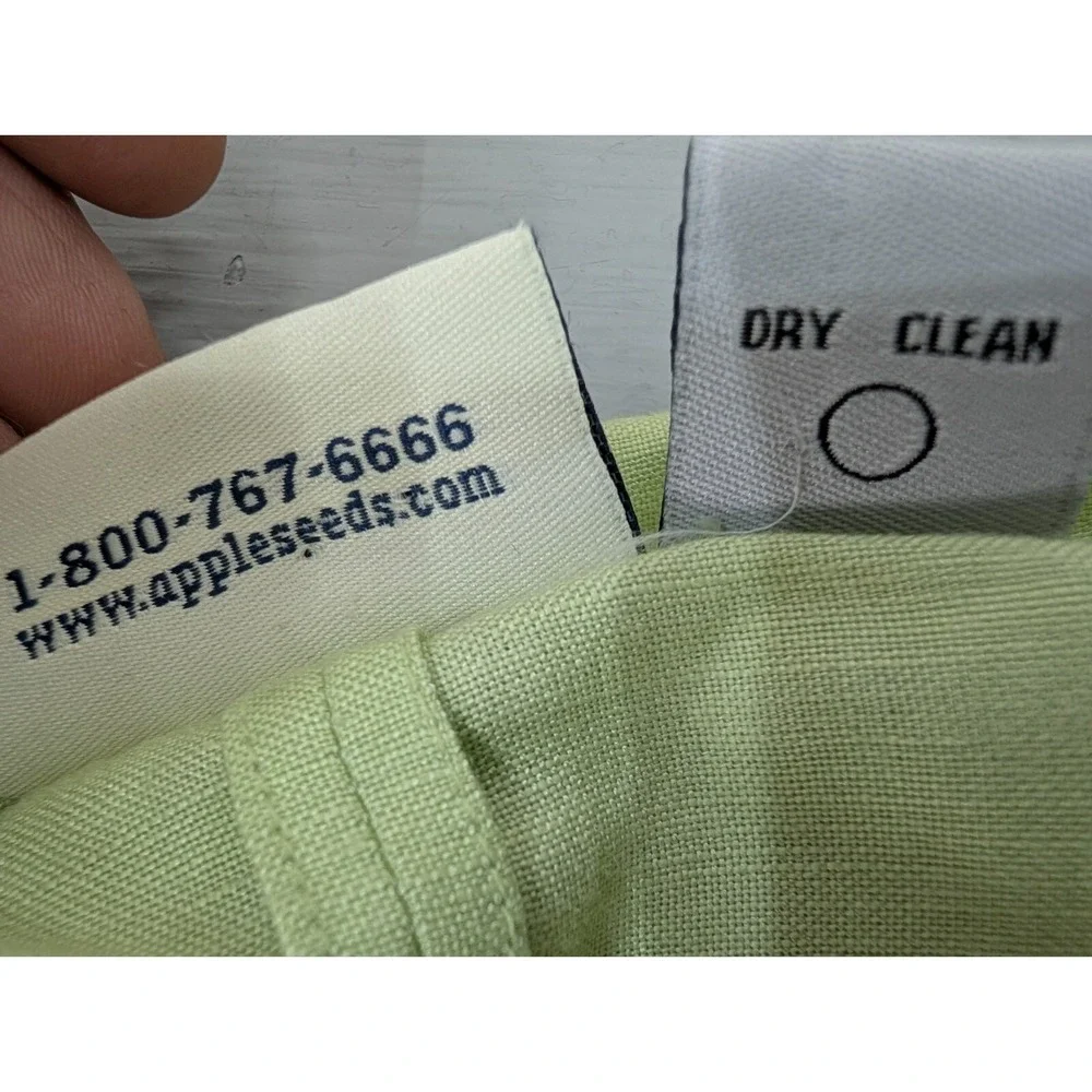 Appleseeds Button Front Top w/ Dress Women's Plus Size 20W Linen Blend Pistachio